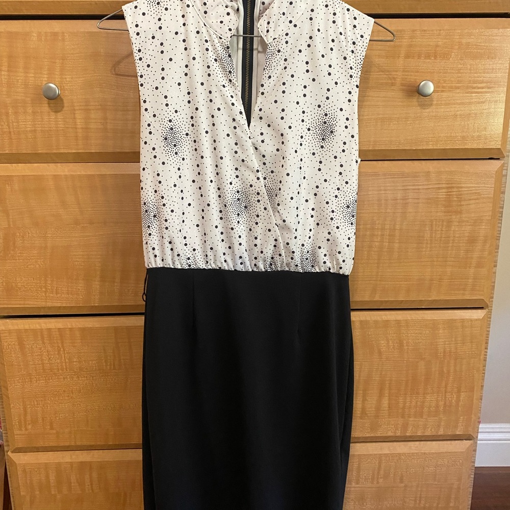 Banana Republic Black and White Sleeveless Dress with Belt Size 0